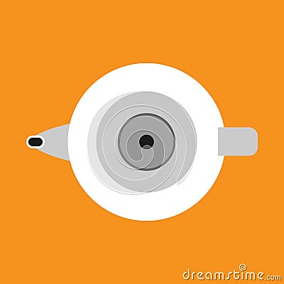 Kettle vector icon kitchen handle appliance. Cartoon tea pot boil. Utensil water cooking food. Flat household equipment top Vector Illustration