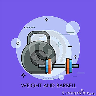Kettlebell and dumbbell thin line concept Vector Illustration