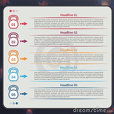 Kettlebell infographic, timeline Vector Illustration