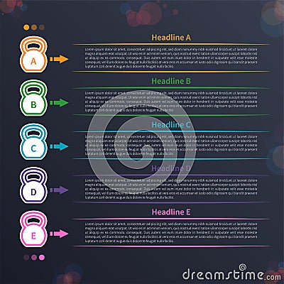 Kettlebell infographic, timeline Vector Illustration