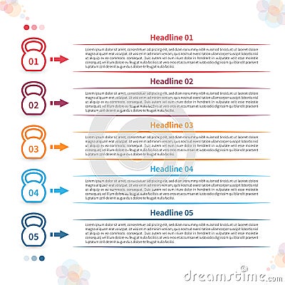 Kettlebell infographic, timeline Vector Illustration