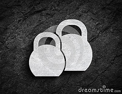 Kettlebell weights symbol stone wall background Stock Photo