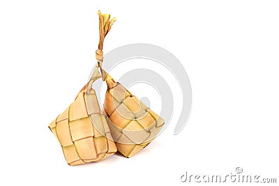 Ketupat food. Malaysian or Indonesian traditional food on white background Stock Photo