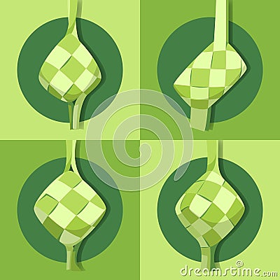 Ketupat collection for Eid al-Adha flat illustration vektor Vector Illustration