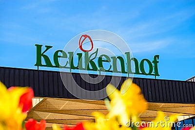 Keukenhof, The Netherlands. Amazing view of the entrance sign to Editorial Stock Photo