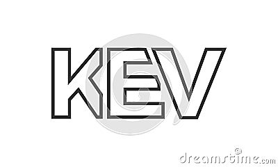 KEV logo design template with strong and modern bold text. Initial based vector logotype featuring simple and minimal typography. Vector Illustration