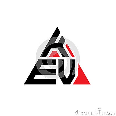 KEV triangle letter logo design with triangle shape. KEV triangle logo design monogram. KEV triangle vector logo template with red Vector Illustration