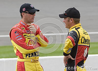 Kevin Harvick talks with Clint Bowyer Editorial Stock Photo