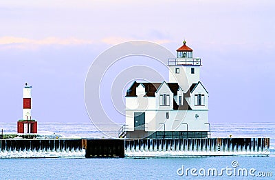 Kewaunee Pier Light 43110 Stock Photo