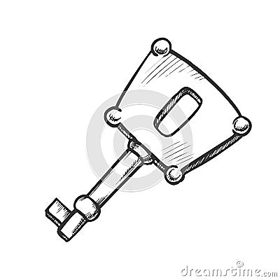 Key Antique Access Device Ink Hand Drawn Vector Vector Illustration