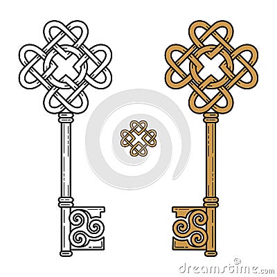 Key in the Celtic style. Sign of wisdom Vector Illustration