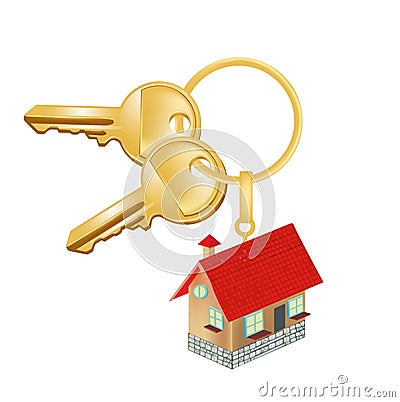 Key chain with house; residence oncept Vector Illustration