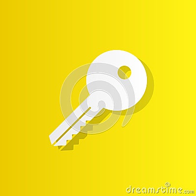 key, clue, clef, spring, signature, fount white icon with shadow Stock Photo