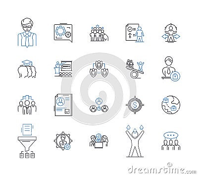 Key decision-makers line icons collection. Executives, Leaders, Managers, Influencers, Opinion-makers, Strategists Vector Illustration