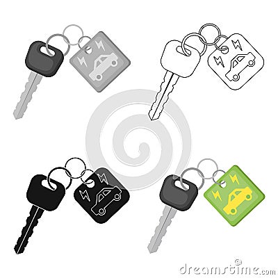 Key from eco car icon in outline style isolated on white background. Bio and ecology symbol stock vector illustration. Vector Illustration