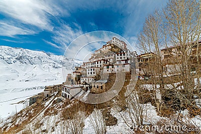 Key gompa tibetan monastery in Himalayas. Spiti valley, Himachal Pradesh, India Stock Photo