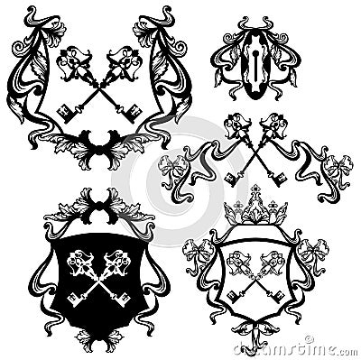 Key heraldry set Vector Illustration