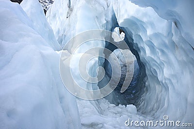 Key hole ice shape in Franz Josef Ice Glacier, New Zealand Stock Photo