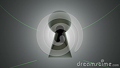 Key hole, lines and blinking fingerprint, computer generated abstract background, 3D rendering Stock Photo