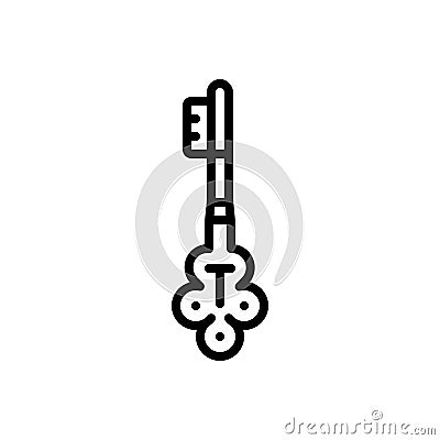 Black line icon for Key, clef and security Vector Illustration