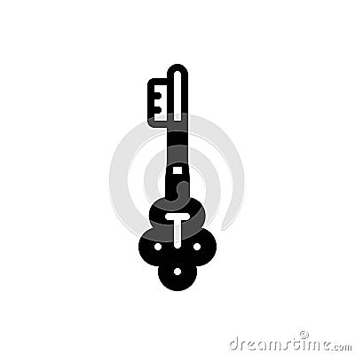 Black solid icon for Key, clef and unlock Vector Illustration