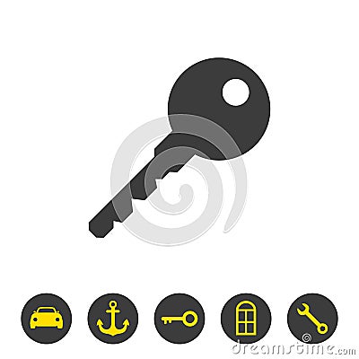 Key icon on white background Cartoon Illustration