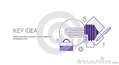 Key Idea Web Banner With Copy Space Business Creative Development Concept Vector Illustration