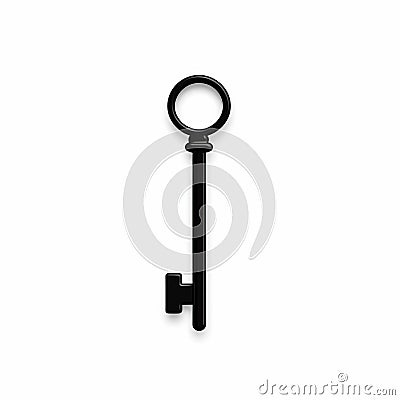 Minimalistic Black Key On White Background - Luxurious Wall Hangings Stock Photo