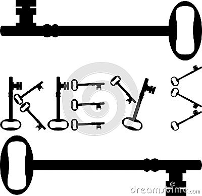 Key keys lock secure safe silhouette Vector Illustration