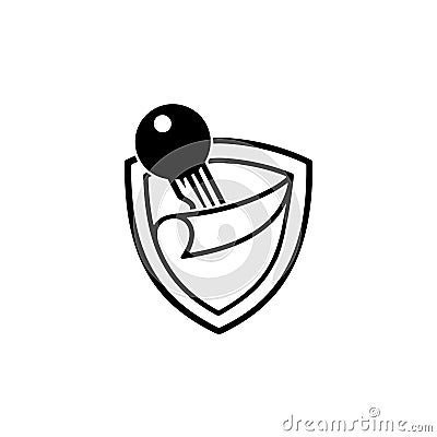 Key pocket logo. Shield design. Vector and illustration. Cartoon Illustration