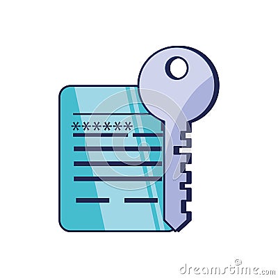 Key protection and document with password Vector Illustration