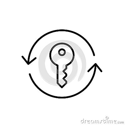 Key in refresh arrows. Reset or renew access permission, update password. Pixel perfect, editable stroke icon Vector Illustration