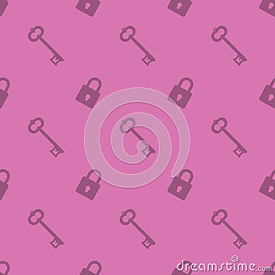 Key And Security Lock Seamless Silhouette Pattern Stock Photo