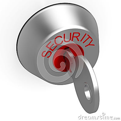 Key In Security Lock Showing Safeguard Stock Photo