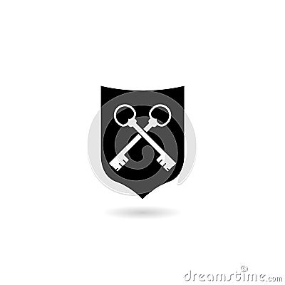 Key shield logo your company or brand with shadow Vector Illustration