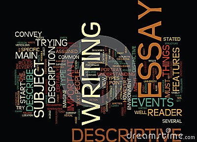 The Key Of Successful Descriptive Essay Text Background Word Cloud Concept Stock Photo