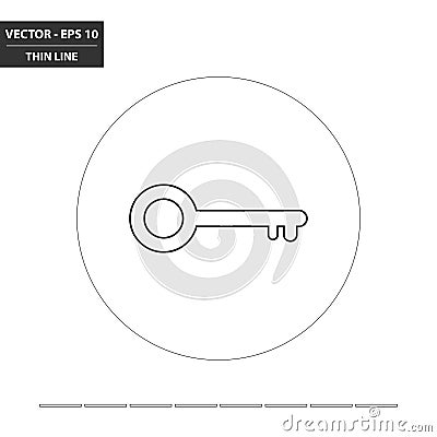 Key thin line / outline flat icon. Vector Illustration