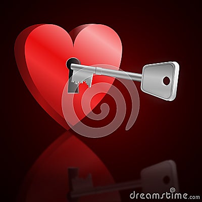 Key to unlock heart. Stock Photo