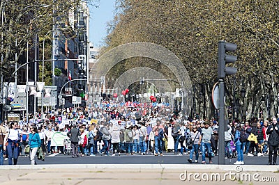 Trade Unions and some thirty organisations organise a demonstration in support of a public health Madrid Spain Editorial Stock Photo