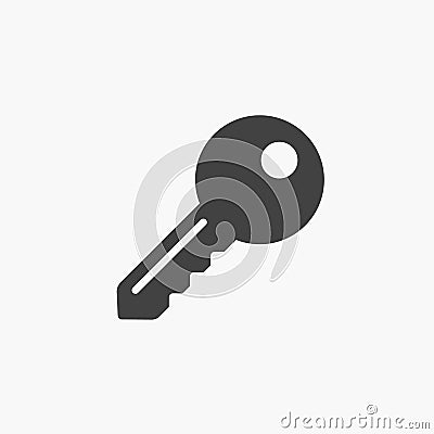 Key vector icon, private keyword password login sign, Flat design sign for web, website, mobile app. Isolated on white Vector Illustration