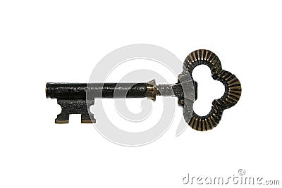 Key vintage open copper metal isolated Stock Photo