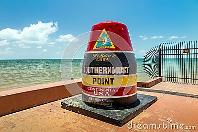 The Key West, Florida Buoy sign marking the southernmost poin Stock Photo