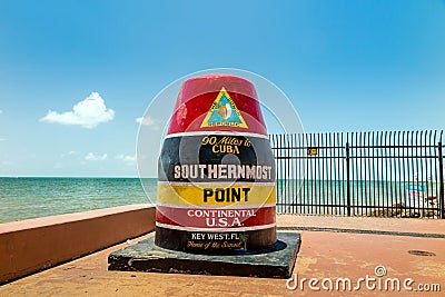 The Key West, Florida Buoy sign marking the southernmost point Stock Photo