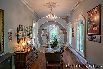 Key West, USA - 04.30.2017: Interior of Ernest Hemingway home. Luxurious villa in Spanish colonial style. Editorial Stock Photo