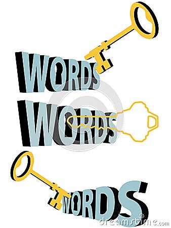 Key Words gold keywords keyhole 3D search symbol Vector Illustration