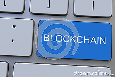 Keyboard with BLOCKCHAIN key. Conceptual 3D rendering Stock Photo