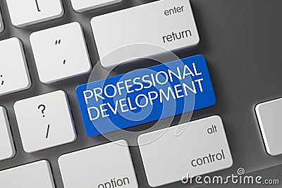 Keyboard with Blue Button - Professional Development. 3D. Stock Photo