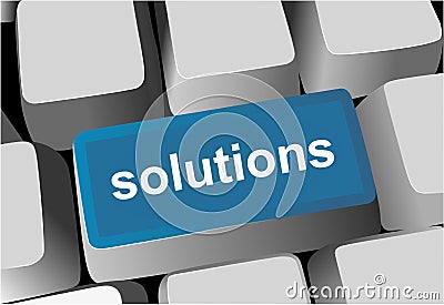 Keyboard - blue key Solutions Stock Photo