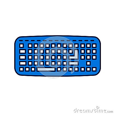 Keyboard color line icon. Input device. Allows a person to enter letters, numbers, and other symbols. Pictogram for web page, Stock Photo