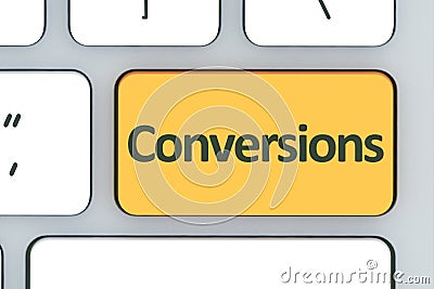 Keyboard with conversions button. Computer white keyboard with c Stock Photo